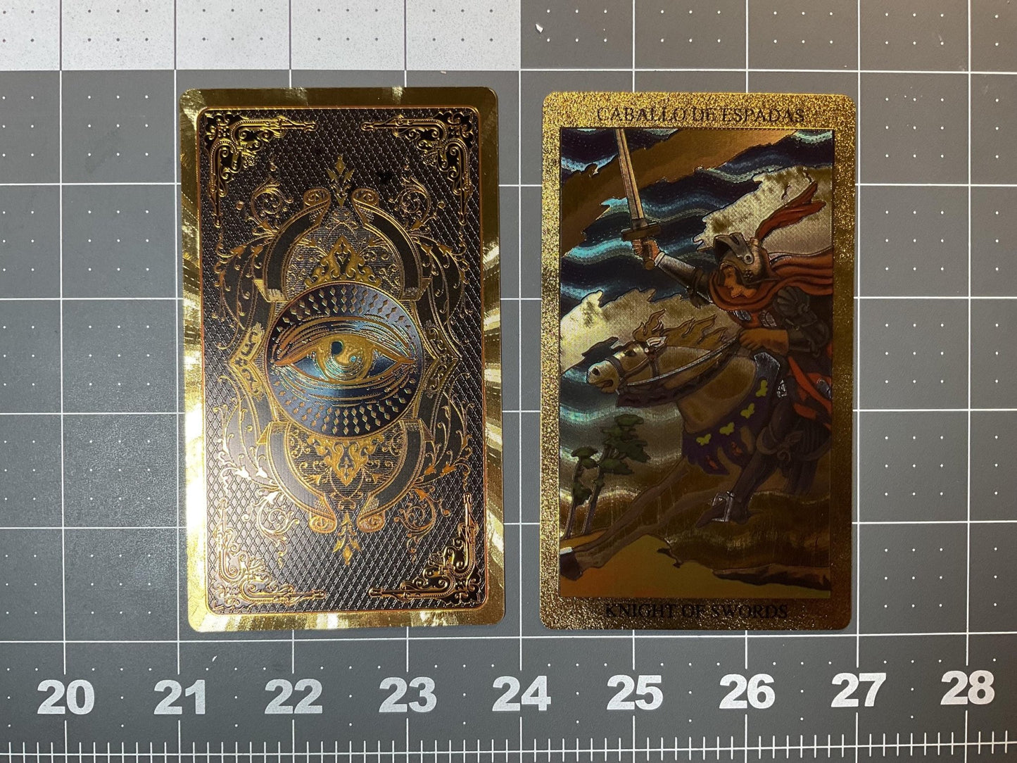 Bilingual Shiny Tarot Cards: Unique Gold Finish, English & Spanish